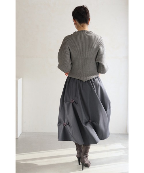 cawaii（カワイイ）の「ふんわりタックシルエットのバラ咲くコクーンミディアムスカート（スカート・レディース・グレー/ブラック・FREE）」の21枚目の写真