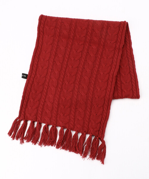 COMME CA ISM(コムサイズム)の「ケーブル編み ニットマフラー(マフラー・キッズ・ホワイト/ブラック/レッド/グリーン・FREE)」の4枚目の写真