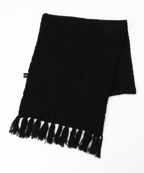 COMME CA ISM(コムサイズム)の「ケーブル編み ニットマフラー(マフラー・キッズ・ホワイト/ブラック/レッド/グリーン・FREE)」の2枚目の写真