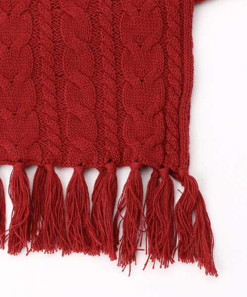 COMME CA ISM(コムサイズム)の「ケーブル編み ニットマフラー(マフラー・キッズ・ホワイト/ブラック/レッド/グリーン・FREE)」の5枚目の写真