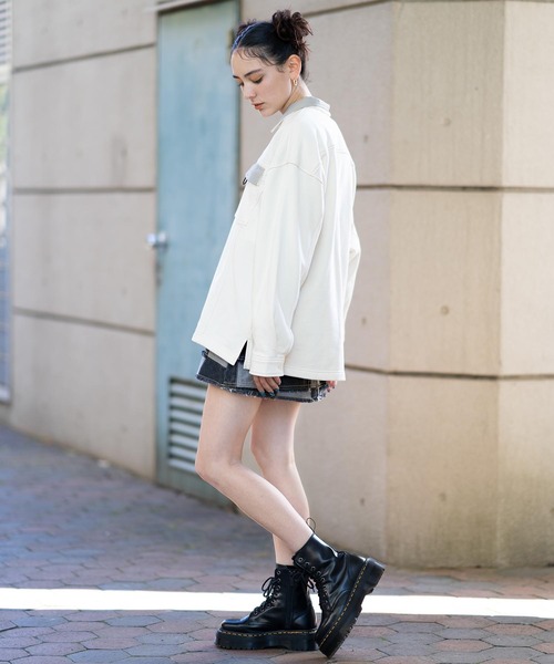 X-girl(エックスガール)の「EASY WORK SHIRT(シャツ/ブラウス・レディース・ホワイト/ベージュ/チャコール・S/M)」の12枚目の写真