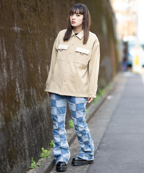 X-girl(エックスガール)の「EASY WORK SHIRT(シャツ/ブラウス・レディース・ホワイト/ベージュ/チャコール・S/M)」の4枚目の写真