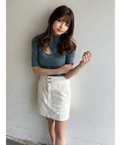 MURUA（ムルーア）の「ハイウエストタイトミニスカート【セットアップ着用可能】（スカート・レディース・ベージュ/グレー/イエロー/アイボリー・1/2）」の10枚目の写真