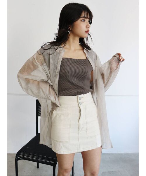 MURUA（ムルーア）の「ハイウエストタイトミニスカート【セットアップ着用可能】（スカート・レディース・ベージュ/グレー/イエロー/アイボリー・1/2）」の12枚目の写真