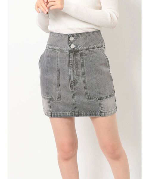 MURUA（ムルーア）の「ハイウエストタイトミニスカート【セットアップ着用可能】（スカート・レディース・ベージュ/グレー/イエロー/アイボリー・1/2）」の21枚目の写真