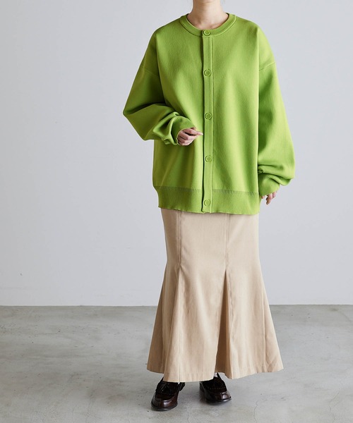 Like Us(ライクアス)の「【Like Us】クルーネック/ラウンドネックダブルリブハイゲージ捲縮ニットルーズカーディガン(カーディガン/ボレロ・メンズ・ブラック/パープル/サックスブルー/オレンジ/グリーン/グリーン系その他/チャコール・M/L)」の16枚目の写真