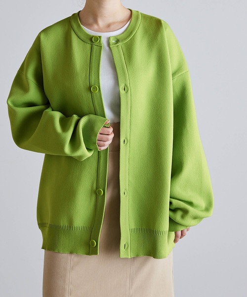 Like Us(ライクアス)の「【Like Us】クルーネック/ラウンドネックダブルリブハイゲージ捲縮ニットルーズカーディガン(カーディガン/ボレロ・メンズ・ブラック/パープル/サックスブルー/オレンジ/グリーン/グリーン系その他/チャコール・M/L)」の21枚目の写真