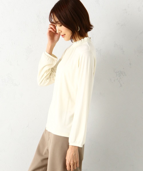Petit Honfleur(プチオンフルール)の「裏起毛シャーリングプルオーバー(Tシャツ/カットソー・レディース・アイボリー/ブラック/グレー・L/M)」の6枚目の写真