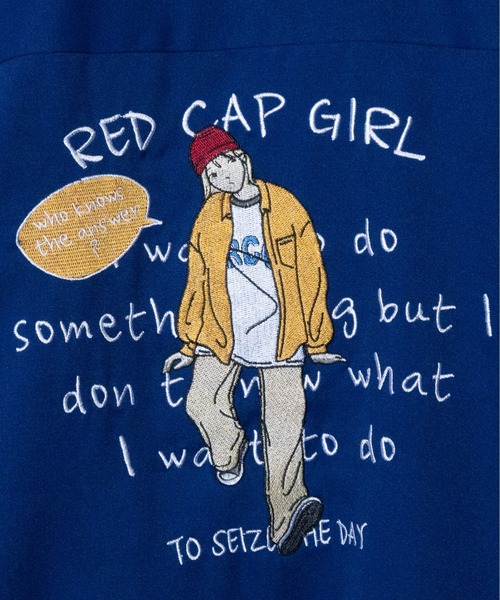 【セール】【a-r】〔Red Cap Girl/レッドキャップガール〕ナチュラルストレッチポリエステルバック刺繍 CHILL GIRL ジップジャケット（ブルゾン）｜Red Cap Girl（レッドキャプガール）