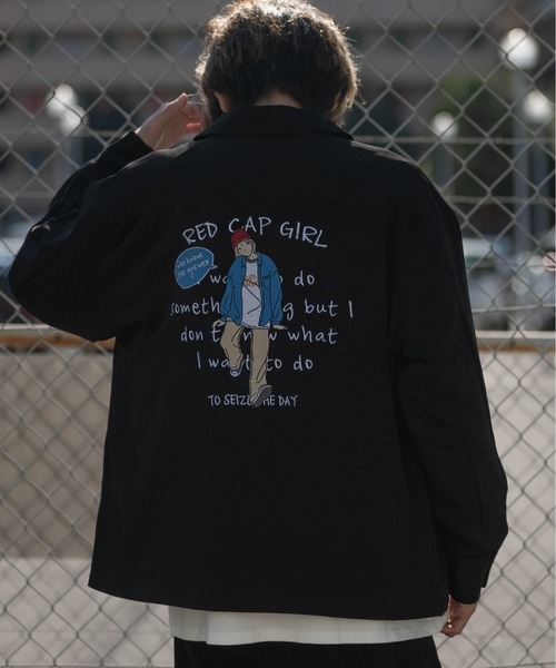 【セール】【a-r】〔Red Cap Girl/レッドキャップガール〕ナチュラルストレッチポリエステルバック刺繍 CHILL GIRL ジップジャケット（ブルゾン）｜Red Cap Girl（レッドキャプガール）