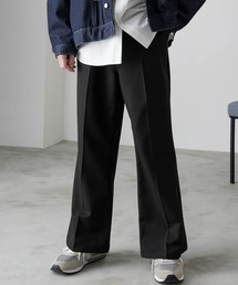MONO-MART | センタープレスセミワイドフレアパンツ/TRストレッチスーツ地シューカットフレアカラースラックスパンツ 2022WINTER(スラックス)