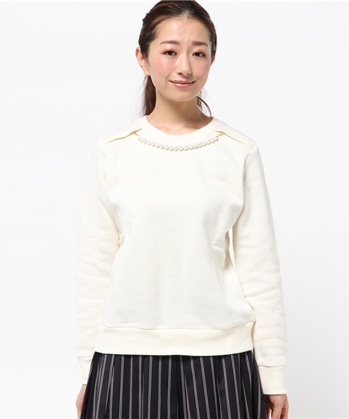 DISCOAT（ディスコート）の「【Discoat】裏毛パール付プルオーバー（Tシャツ/カットソー・レディース・ネイビー/オフホワイト/グレー・ﾌﾘ-）」の11枚目の写真