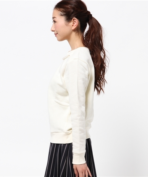 DISCOAT（ディスコート）の「【Discoat】裏毛パール付プルオーバー（Tシャツ/カットソー・レディース・ネイビー/オフホワイト/グレー・ﾌﾘ-）」の5枚目の写真