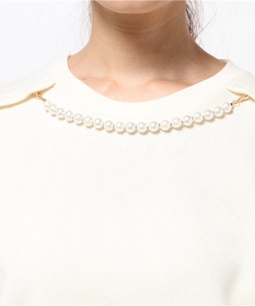 DISCOAT（ディスコート）の「【Discoat】裏毛パール付プルオーバー（Tシャツ/カットソー・レディース・ネイビー/オフホワイト/グレー・ﾌﾘ-）」の8枚目の写真