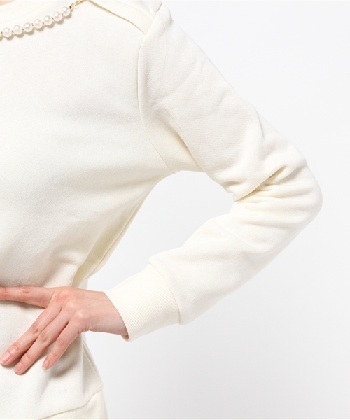 DISCOAT（ディスコート）の「【Discoat】裏毛パール付プルオーバー（Tシャツ/カットソー・レディース・ネイビー/オフホワイト/グレー・ﾌﾘ-）」の9枚目の写真