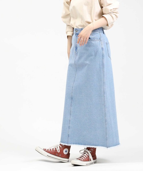 HONEYSUCKLE ROSE（ハニーサックルローズ）の「【HONEYSUCKLE ROSE】デニムセミフレアスカート（スカート・レディース・ライトインディゴブルー・L/M）」の4枚目の写真