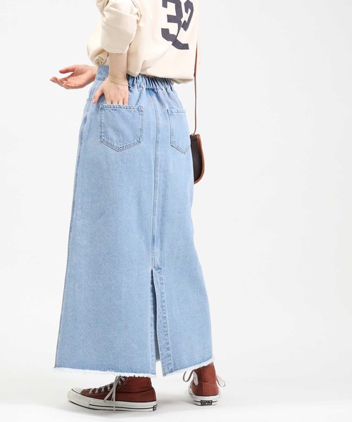 HONEYSUCKLE ROSE（ハニーサックルローズ）の「【HONEYSUCKLE ROSE】デニムセミフレアスカート（スカート・レディース・ライトインディゴブルー・L/M）」の5枚目の写真