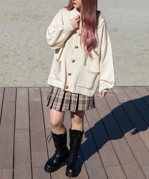 PairPair（ペアペア）の「襟付きBIGポケットカーディガン(ユニセックス)（カーディガン/ボレロ・レディース・ブラック/イエロー/オレンジ/アイボリー・MEDIUM/LARGE）」の19枚目の写真