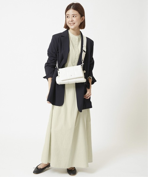 U by SPICK&SPAN(ユーバイスピックアンドスパン)の「ギャザースリーブピンストライプドレス◆(ワンピース・レディース・パープル/グリーン・FREE)」の5枚目の写真