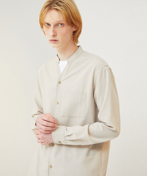 【未使用に近い】ABAHOUSE ストレッチ Vネック ノーカラーシャツ ストレッチ Vネック ノーカラーシャツ（シャツ/ブラウス）｜ABAHOUSE