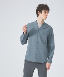 ストレッチ Vネック ノーカラーシャツ