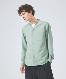 ストレッチ Vネック ノーカラーシャツ