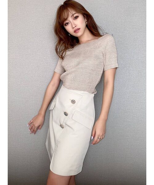 RESEXXY（リゼクシー）の「オフショルシャイニーニットトップス（ニット/セーター・レディース・ベージュ/ラベンダー/ホワイト/オレンジ・FREE）」の14枚目の写真