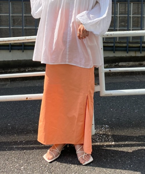 CIAOPANIC（チャオパニック）の「ツイルスリットマーメイドスカート（スカート・レディース・ブラック/ベージュ/カーキ/サーモンピンク・SMALL/MEDIUM）」の5枚目の写真