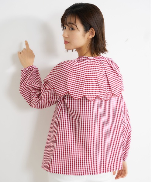 MILKFED.(ミルクフェド)の「GINGHAM BIG COLLAR BLOUSE(シャツ/ブラウス・レディース・ブラック/レッド/グリーン・ONE SIZE)」の16枚目の写真