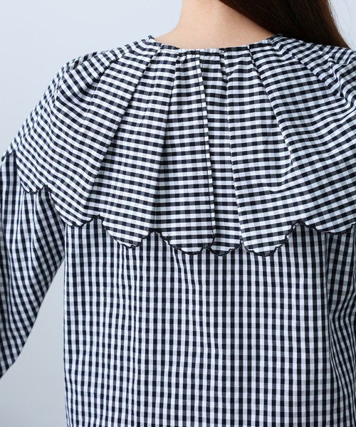 MILKFED.(ミルクフェド)の「GINGHAM BIG COLLAR BLOUSE(シャツ/ブラウス・レディース・ブラック/レッド/グリーン・ONE SIZE)」の8枚目の写真