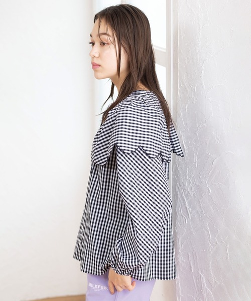 MILKFED.(ミルクフェド)の「GINGHAM BIG COLLAR BLOUSE(シャツ/ブラウス・レディース・ブラック/レッド/グリーン・ONE SIZE)」の21枚目の写真