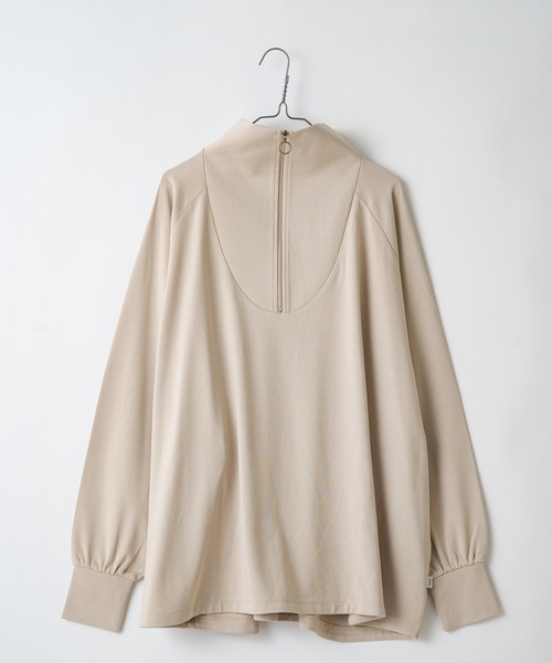 WHIMSIC(ウィムジック)の「【WHIMSIC】ミリタリーハーフジップシャツ(Tシャツ/カットソー・レディース・ホワイト/ベージュ/グレー/ピンク・FREE)」の3枚目の写真