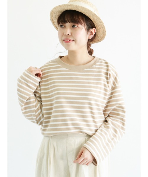 Samansa Mos2（サマンサ モスモス）の「ポンチボーダー裏起毛Tシャツ