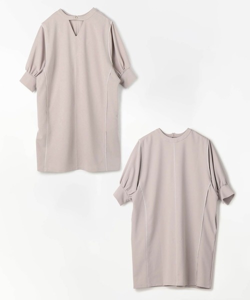 179/WG(イチナナキュウダブルジー)の「配色ステッチワンピース(ワンピース・レディース・ベージュ/ブルー/グリーン・MEDIUM)」の4枚目の写真
