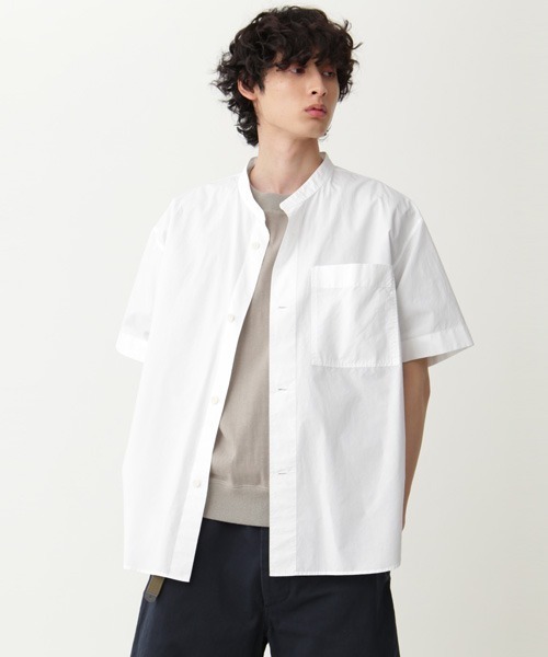 MHL.(エムエイチエル)の「COTTON RAMIE POPLIN(シャツ/ブラウス・メンズ・ホワイト/グレー/チャコール・SMALL/MEDIUM/LARGE/X-LARGE)」の1枚目の写真