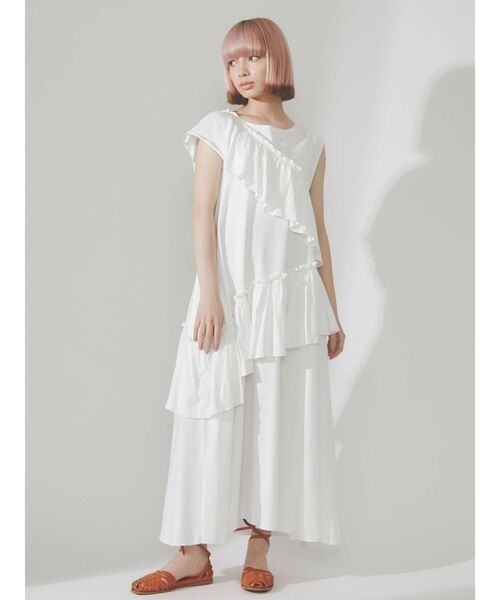 merry jenny（メリージェニー）の「アシメフリルカットロングワンピース（ワンピース・レディース・オフホワイト/ブラック/ベージュ・FREE）」の20枚目の写真