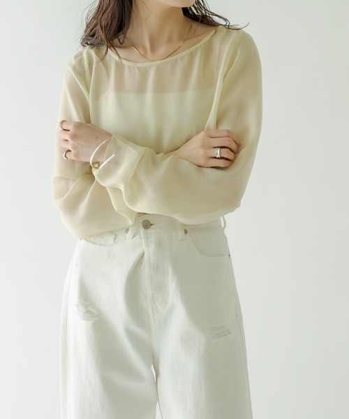 mystic（ミスティック）の「シアープルオーバー（Tシャツ/カットソー・レディース・アイボリー/オフホワイト/グレー・FREE）」の6枚目の写真