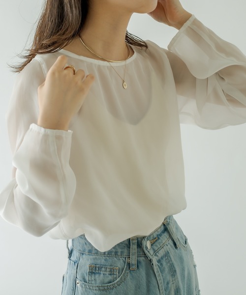 mystic（ミスティック）の「シアープルオーバー（Tシャツ/カットソー・レディース・アイボリー/オフホワイト/グレー・FREE）」の9枚目の写真