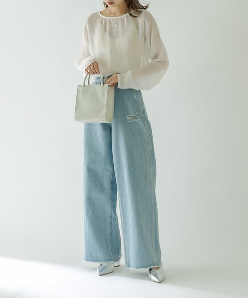 mystic（ミスティック）の「シアープルオーバー（Tシャツ/カットソー・レディース・アイボリー/オフホワイト/グレー・FREE）」の10枚目の写真