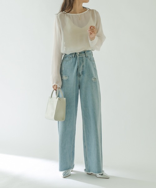 mystic（ミスティック）の「シアープルオーバー（Tシャツ/カットソー・レディース・アイボリー/オフホワイト/グレー・FREE）」の11枚目の写真