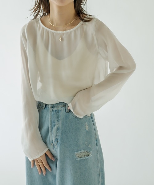 mystic（ミスティック）の「シアープルオーバー（Tシャツ/カットソー・レディース・アイボリー/オフホワイト/グレー・FREE）」の12枚目の写真