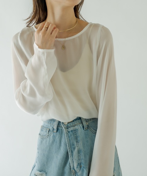 mystic（ミスティック）の「シアープルオーバー（Tシャツ/カットソー・レディース・アイボリー/オフホワイト/グレー・FREE）」の13枚目の写真