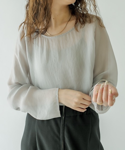 mystic（ミスティック）の「シアープルオーバー（Tシャツ/カットソー・レディース・アイボリー/オフホワイト/グレー・FREE）」の15枚目の写真