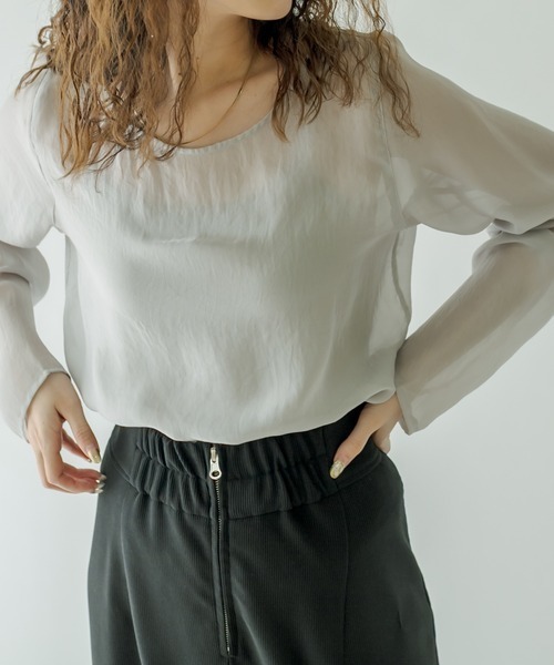 mystic（ミスティック）の「シアープルオーバー（Tシャツ/カットソー・レディース・アイボリー/オフホワイト/グレー・FREE）」の14枚目の写真