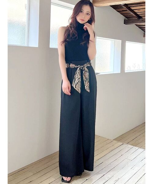 RESEXXY（リゼクシー）の「スカーフリボンワイドパンツ（その他パンツ・レディース・ブルー/ベージュ/ブラック・FREE）」の9枚目の写真