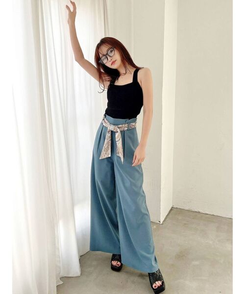 RESEXXY（リゼクシー）の「スカーフリボンワイドパンツ（その他パンツ・レディース・ブルー/ベージュ/ブラック・FREE）」の10枚目の写真