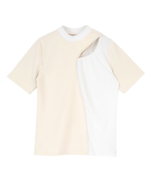 miette（ミエット）の「カーブライントップス（Tシャツ/カットソー・レディース・ネイビー/ライトベージュ/イエロー/カーキ/ブラック/オフホワイト・FREE）」の3枚目の写真