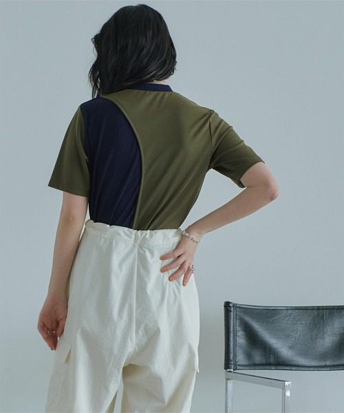 miette（ミエット）の「カーブライントップス（Tシャツ/カットソー・レディース・ネイビー/ライトベージュ/イエロー/カーキ/ブラック/オフホワイト・FREE）」の16枚目の写真