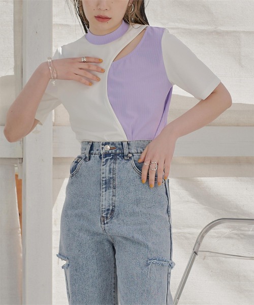 miette（ミエット）の「カーブライントップス（Tシャツ/カットソー・レディース・ネイビー/ライトベージュ/イエロー/カーキ/ブラック/オフホワイト・FREE）」の22枚目の写真