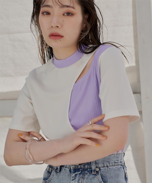 miette（ミエット）の「カーブライントップス（Tシャツ/カットソー・レディース・ネイビー/ライトベージュ/イエロー/カーキ/ブラック/オフホワイト・FREE）」の21枚目の写真